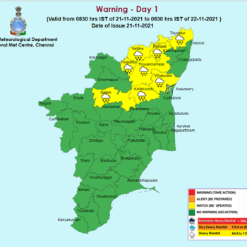 Weather Forecast For Tamilnadu And Puducherry For 22nd Nov