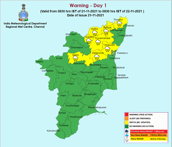 Weather Forecast For Tamilnadu And Puducherry For 22nd Nov