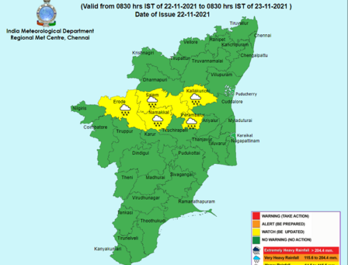 Weather Forecast For Tamilnadu and Puducherry for 23rd Nov