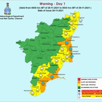 Weather Forecast For Tamilnadu and Puducherry for 29th Nov
