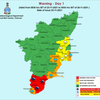 Weather Forecast For Tamilnadu and Puducherry for 26th Nov