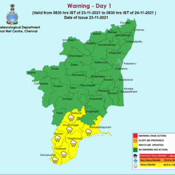 Weather Forecast For Tamilnadu and Puducherry for 24th Nov