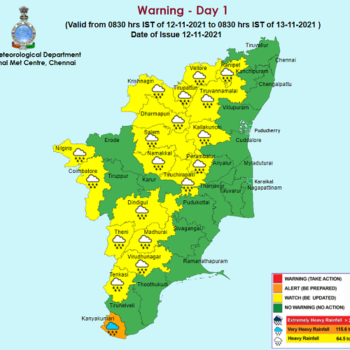 Weather Forecast For Tamilnadu And Puducherry For 13th Nov 2021