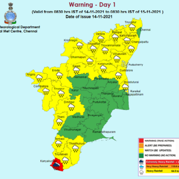Weather Forecast For Tamilnadu And Puducherry For 14th Nov