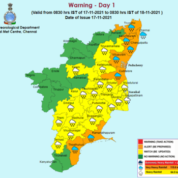 Weather Forecast For Tamilnadu And Puducherry For 17th Nov