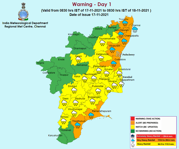 Weather Forecast For Tamilnadu And Puducherry For 17th Nov