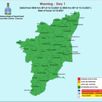 Weather Forecast For Tamilnadu and Puducherry for 13th Dec