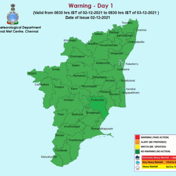 Weather Forecast For Tamilnadu and Puducherry for 3rd Dec