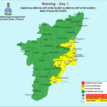 Weather Forecast For Tamilnadu and Puducherry for 9th Dec