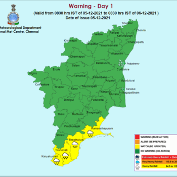 Weather Forecast For Tamilnadu and Puducherry for 6th Dec