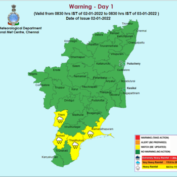 Weather Forecast For Tamilnadu and Puducherry for 3rd Jan