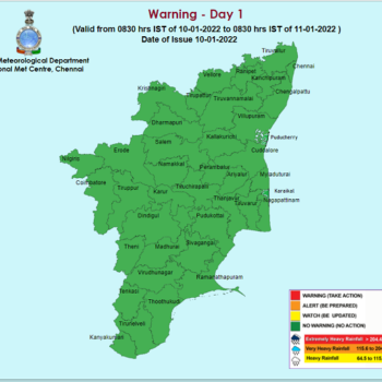 Weather Forecast For Tamilnadu and Puducherry for 10th Jan
