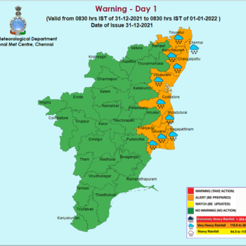 Weather Forecast For Tamilnadu and Puducherry for 31st Dec