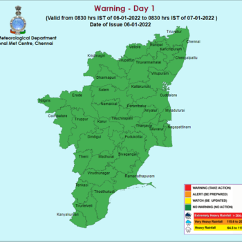 Weather Forecast For Tamilnadu and Puducherry for 6th Jan